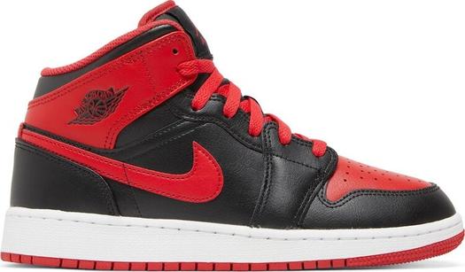 Кроссовки Air Jordan 1 Mid GS Alternate Bred, черный