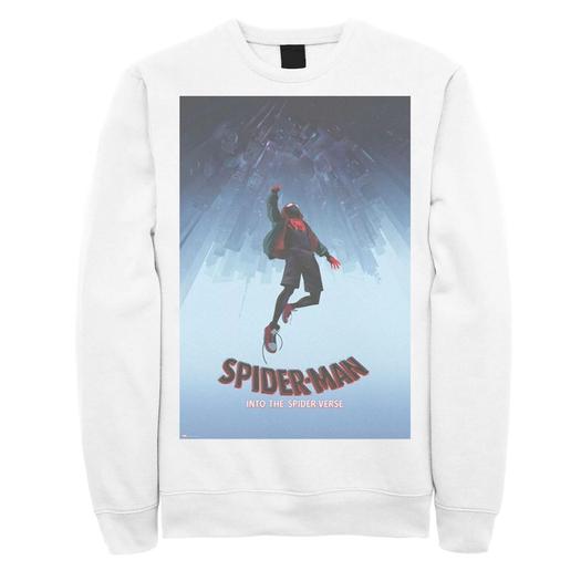Мужской флисовый пуловер с изображением Marvel Spiderverse Upside Down City и плакатом