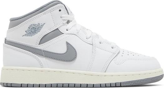 Кроссовки Air Jordan 1 Mid GS Neutral Grey, белый