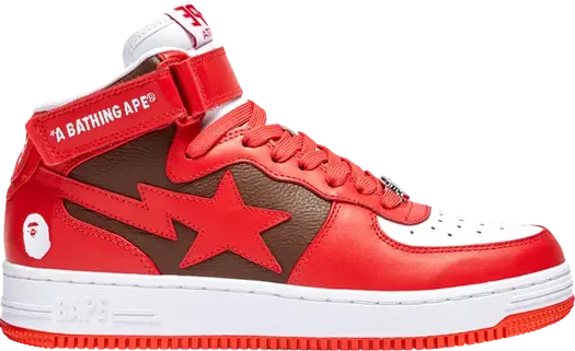 Кроссовки Bapesta Mid #2 Red, красный