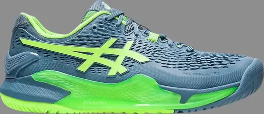 Кроссовки gel resolution 9 wide 'steel blue hazard green' Asics, синий