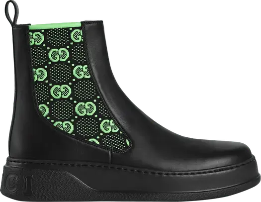 Кроссовки Gucci Boot GG Jersey, Black Neon Green