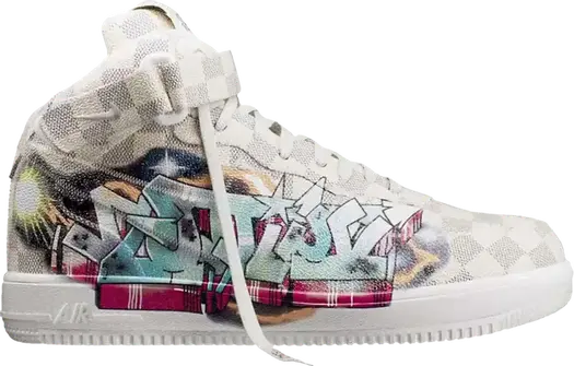 Лимитированные кроссовки Nike Louis Vuitton x Air Force 1 Mid 'Graffiti', белый