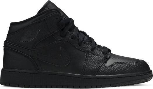 Кроссовки Air Jordan 1 Mid GS Triple Black 2020, черный