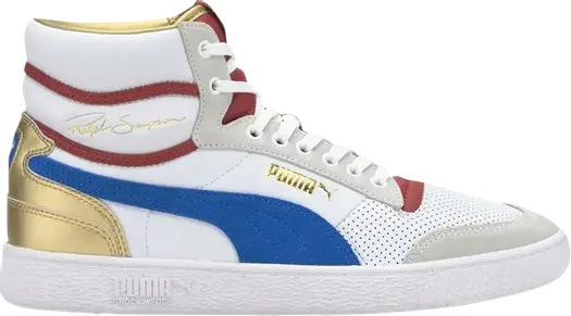 Кроссовки Puma Ralph Sampson Mid Royal - White Red Dahlia, белый