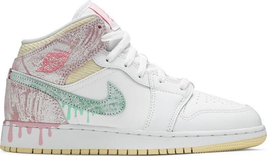 Кроссовки Air Jordan 1 Mid SE GS Ice Cream, белый