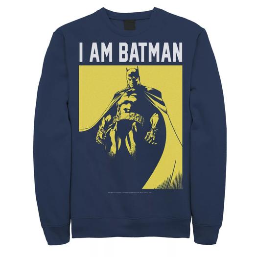 Мужской свитшот с портретом I Am Batman DC Comics, синий
