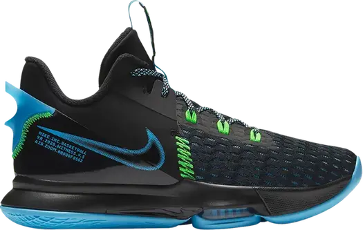 Кроссовки Nike LeBron Witness 5 'Black Light Blue Fury', черный