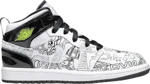Кроссовки Air Jordan 1 Mid SE PS DIY, белый