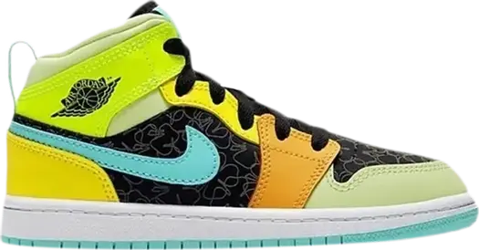Кроссовки Air Jordan 1 Mid SE PS Clover, разноцветный