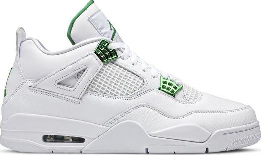 Кроссовки Air Jordan 4 Retro Green Metallic, белый