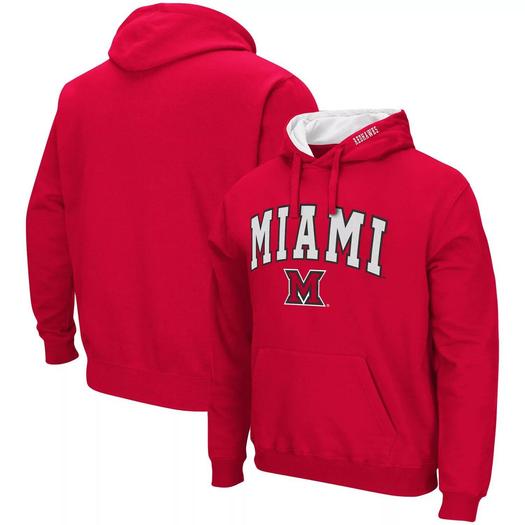 Мужской красный пуловер с капюшоном с логотипом и аркой Miami University RedHawks Colosseum