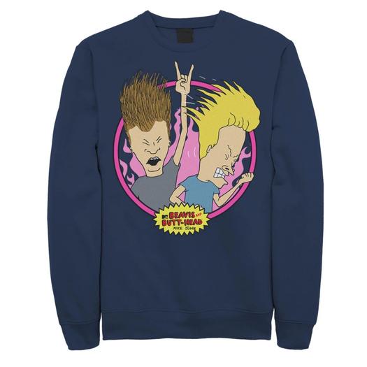 Мужской свитшот с портретом Бивис и Баттхед Rock N Roll Circle Licensed Character, синий