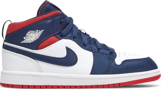 Кроссовки Air Jordan 1 Mid SE PS Olympic, белый