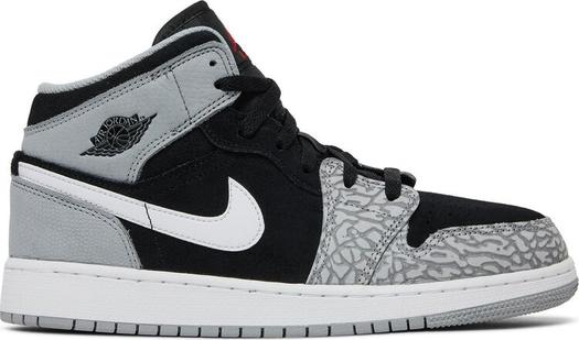 Кроссовки Air Jordan 1 Mid SE GS Elephant Toe, серый