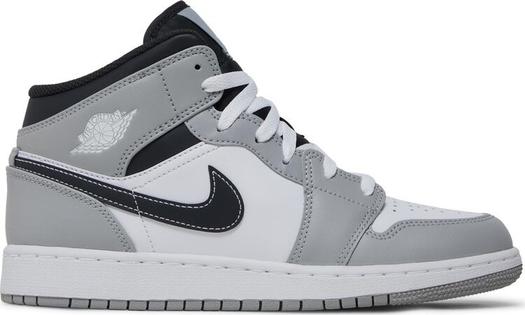 Кроссовки Air Jordan 1 Mid GS Light Smoke, черно-серый