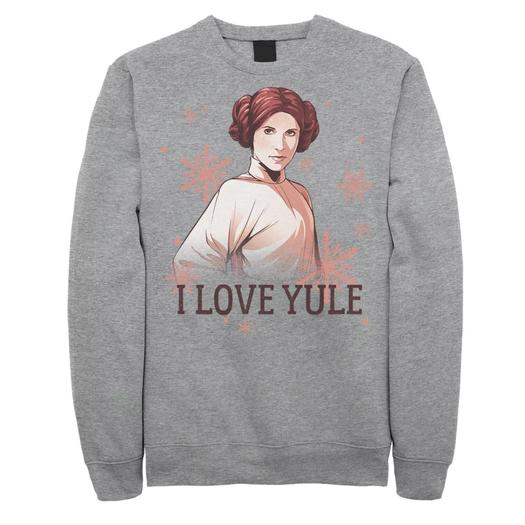 Мужской свитшот со снежинками «Звездные войны» Leia I Love Yule Christmas Star Wars