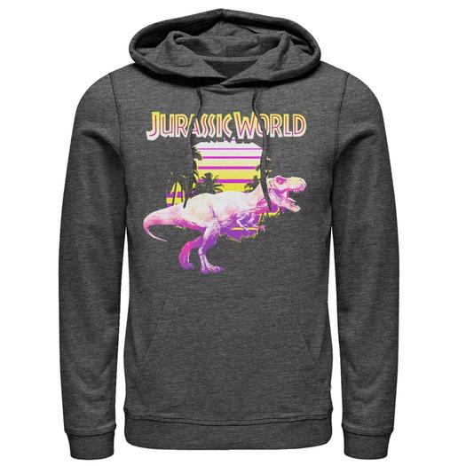 Мужской пуловер с капюшоном Jurassic World неоновый фиолетово-желтый T-Rex Licensed Character