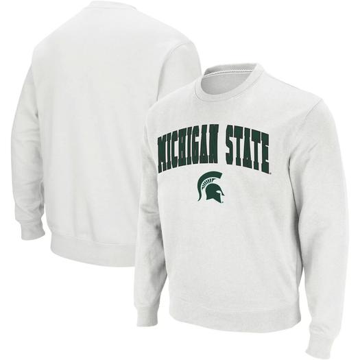 Мужской белый свитшот с круглым вырезом Michigan State Spartans Arch & Logo Colosseum