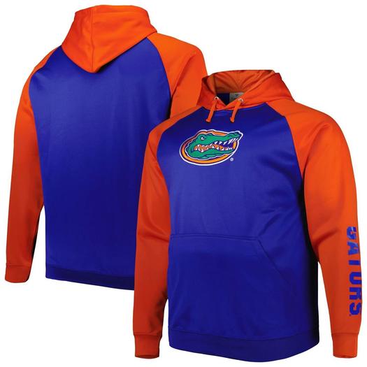 Мужской флисовый пуловер с капюшоном Royal Florida Gators Big & Tall реглан