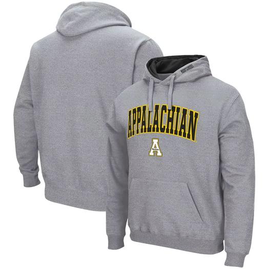 Мужской серый пуловер с капюшоном Appalachian State Mountaineers Arch и Logo Colosseum