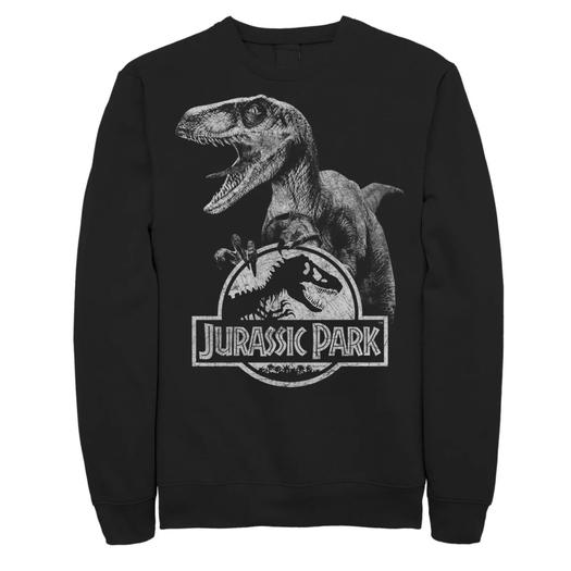 Мужской флисовый пуловер с графическим рисунком Velociraptor «Парк Юрского периода» с логотипом Licensed Character