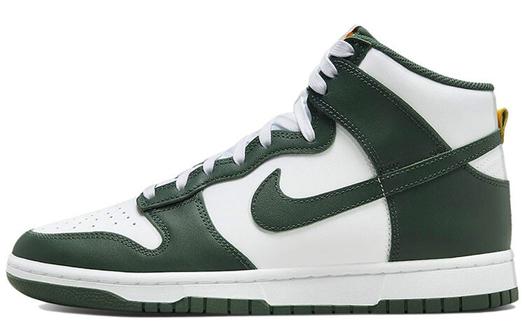 Кроссовки Nike Dunk High Retro, белый/темно-зеленый