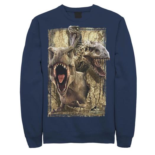 Мужской флисовый пуловер Jurassic World T-Rex Indominus Rex & Raptor Licensed Character, синий