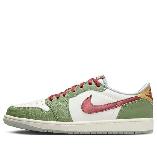 Кроссовки Air Jordan 1 Low OG 'Chinese New Year-Year of the Dragon', цвет sail/cedar/oil green/light pumice/dark team red