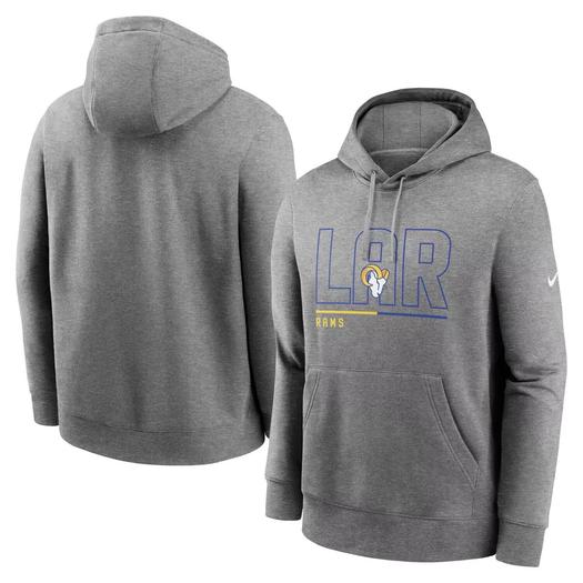 Мужской флисовый пуловер с капюшоном Los Angeles Rams City Code Club серого цвета с капюшоном Nike