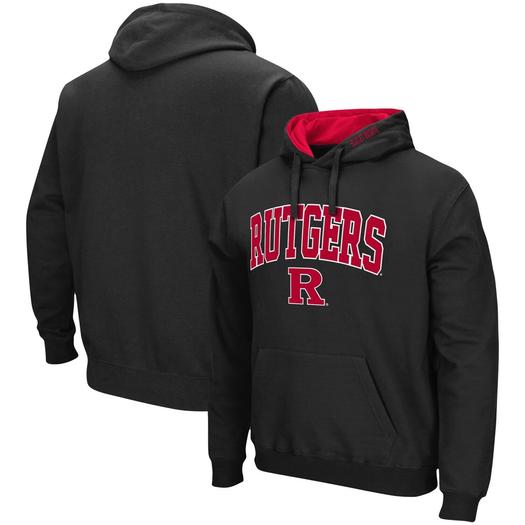 Мужской черный пуловер с капюшоном Rutgers Scarlet Knights Arch & Logo 3.0 Colosseum