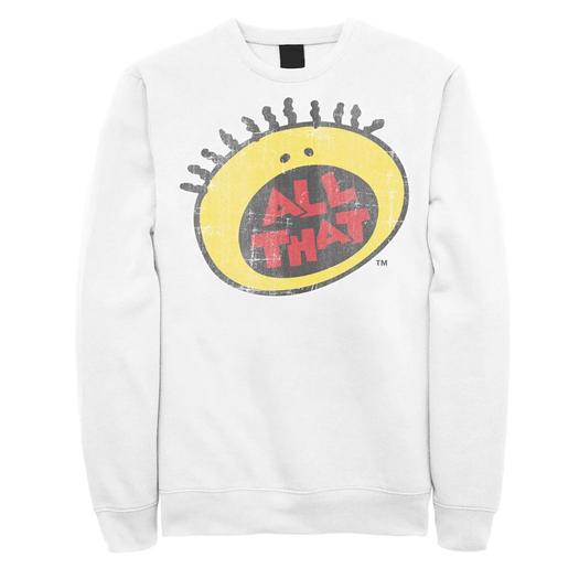 Мужской свитшот Nickelodeon All That Classic Vintage Face Licensed Character, белый