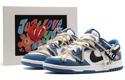 Кроссовки Nike Dunk Skateboard Shoes Men Low-Top, белый/черный/синий