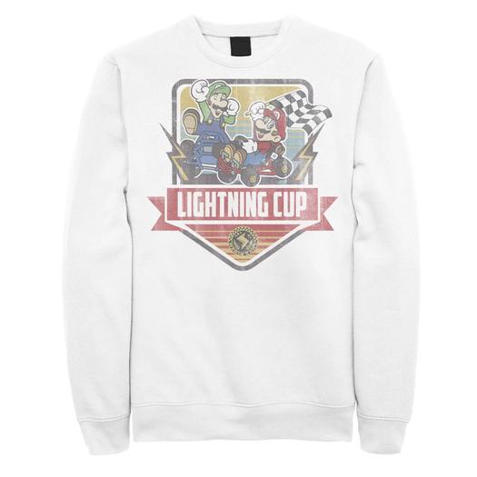 Мужской свитшот с выцветшим логотипом Mario Kart Lightning Cup Licensed Character