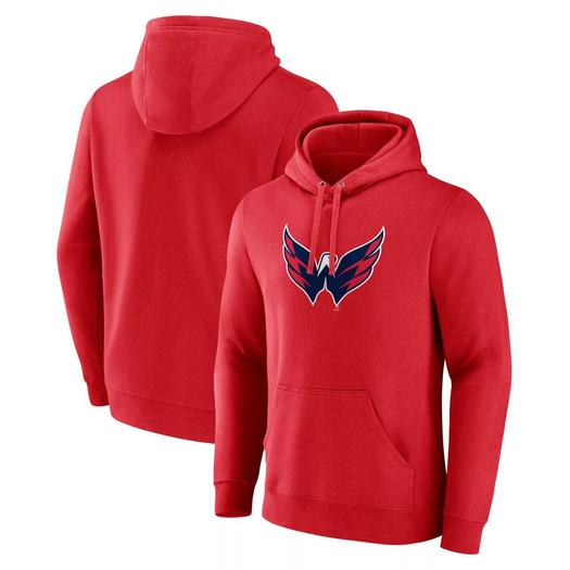 Мужской красный пуловер с капюшоном с фирменным логотипом Washington Capitals Primary Logo Fanatics