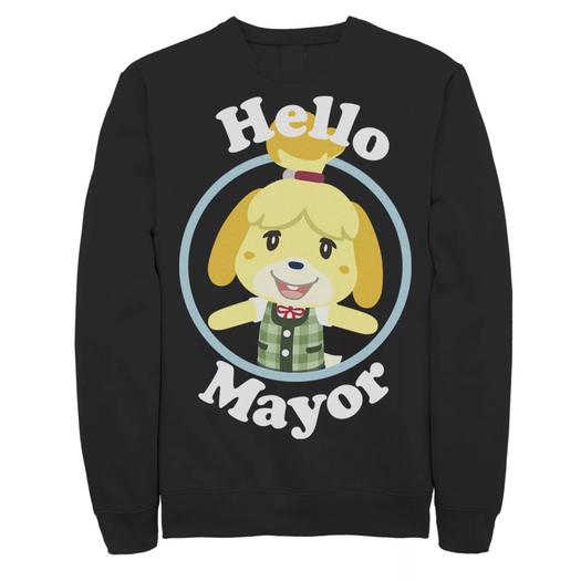 Мужской свитшот с портретом Animal Crossing Isabelle Hello Mayor Licensed Character