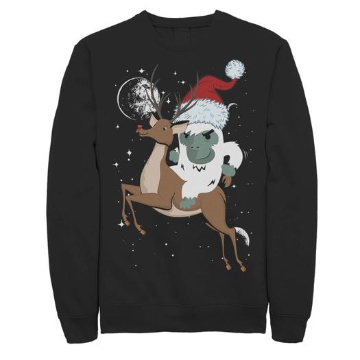 Мужской флисовый свитшот с круглым вырезом Yeti Riding Rudolf Christmas Licensed Character