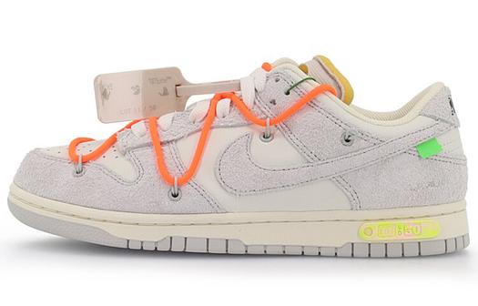 Кроссовки Nike Dunk Low Off-White Lot 11, белый/оранжевый