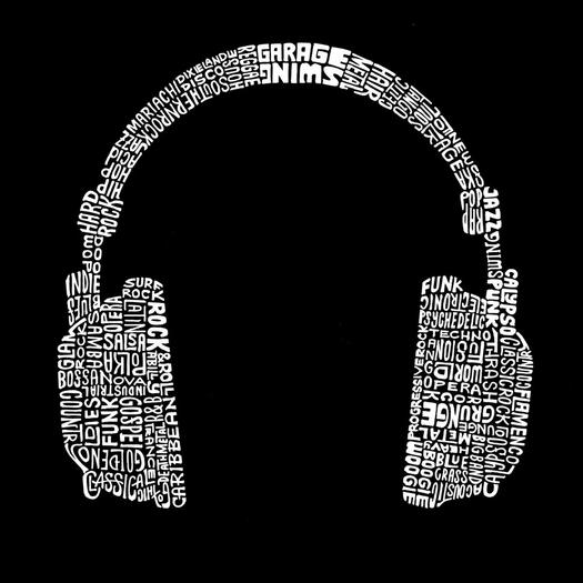 Наушники — мужской свитшот с круглым вырезом Word Art LA Pop Art