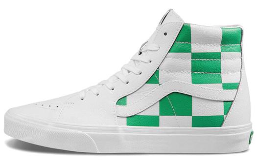 Кроссовки Sk8 Vans-Hi 'Leather Check - True White Fern Green'