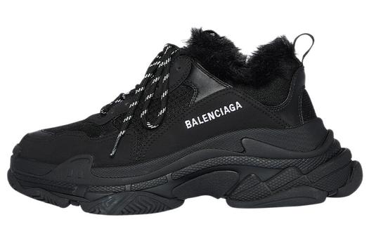 Кроссовки Balenciaga Triple S Fake Fur, черные