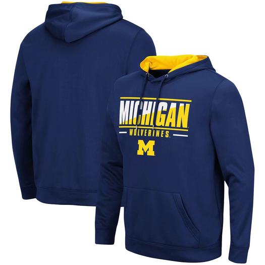 Мужской темно-синий пуловер с капюшоном Michigan Wolverines Slash Stack 2.0 Colosseum