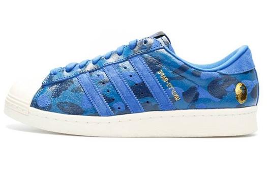 Кроссовки Adidas Originals Superstar 80s Undefeated Bape Blue Camo