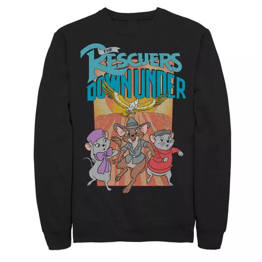 Мужской флисовый свитшот с постером к фильму Disney's The Rescuers Down Under Licensed Character