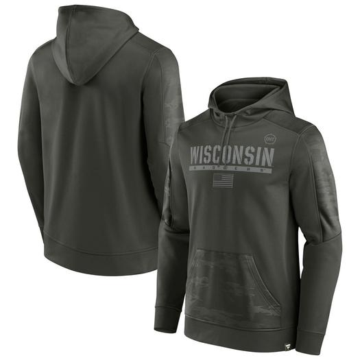Мужской фирменный оливковый пуловер с капюшоном Wisconsin Badgers OHT Military Appreciation Guardian Fanatics