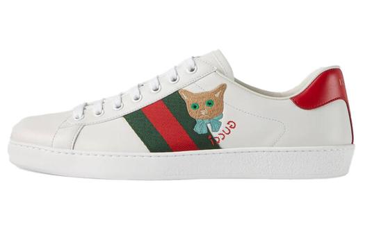 Кроссовки Gucci Ace Cat Motif Low-top Sneakers, низкие, белые