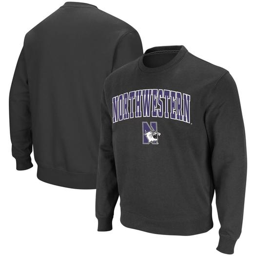 Мужской темно-серый свитшот с круглым вырезом Northwestern Wildcats Arch & Logo Colosseum