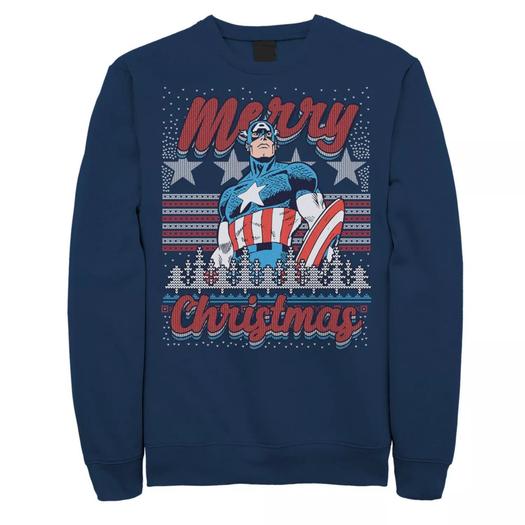 Мужской свитер Marvel Capitan America Merry Christmas Ugly Sweater Толстовка Licensed Character