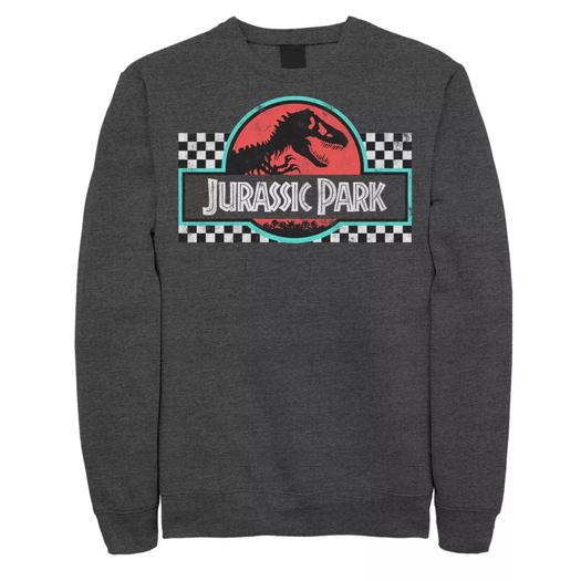 Мужской свитшот в клетку с логотипом в стиле ретро в цветах ретро Jurassic Park