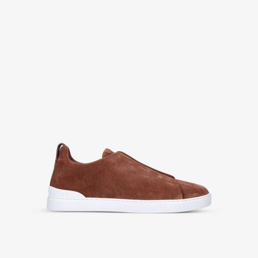 Замшевые кроссовки Triple Stitch с низким берцем Ermenegildo Zegna, цвет tan